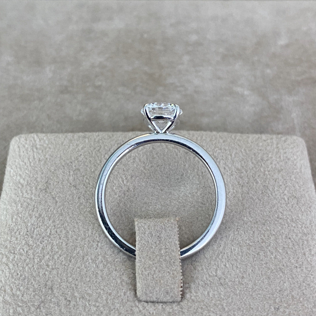 Solitaire bague diamant rond 1.00 carat or blanc Ely