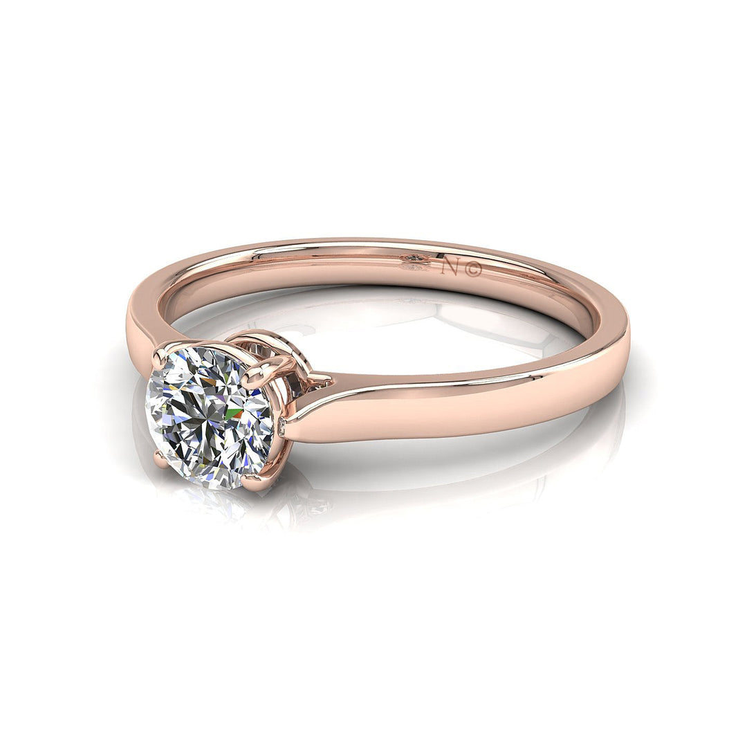 Bague solitaire 1.00 carat or rose diamant rond Camilla