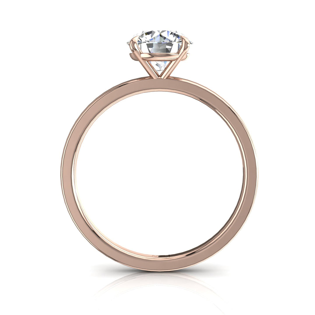 Bague solitaire 1.00 carat or rose diamant rond Ely