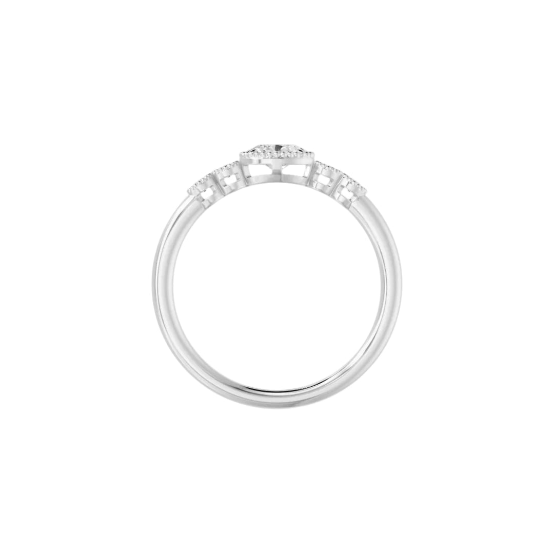 Solitaire épaulé diamant ovale 0,25 Ct synthétique Lina or blanc 