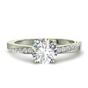 Solitaire bague diamant synthétique rond 0.75 carat or blanc Bianca