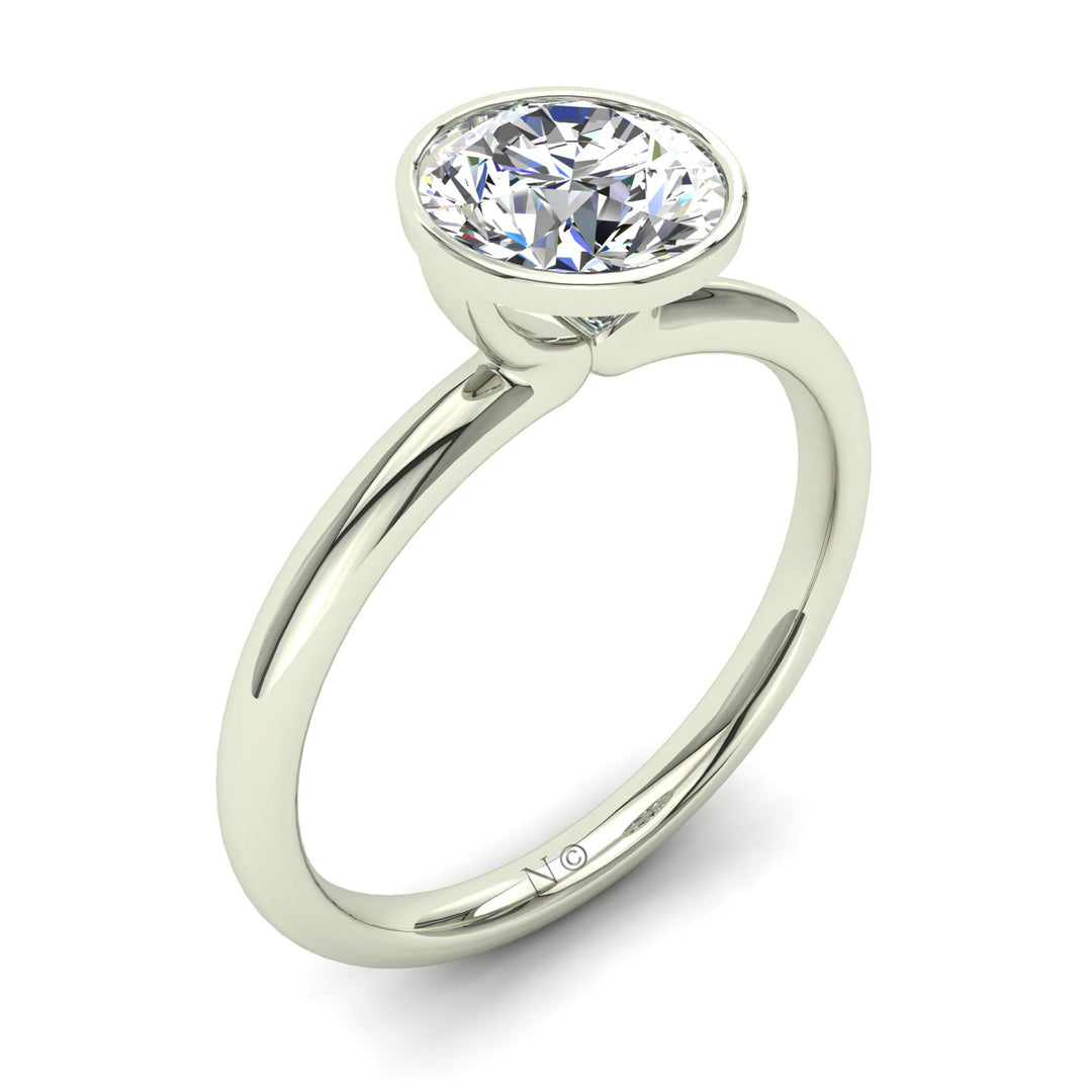 Solitaire diamant naturel rond 3.00 carats or blanc Barbara