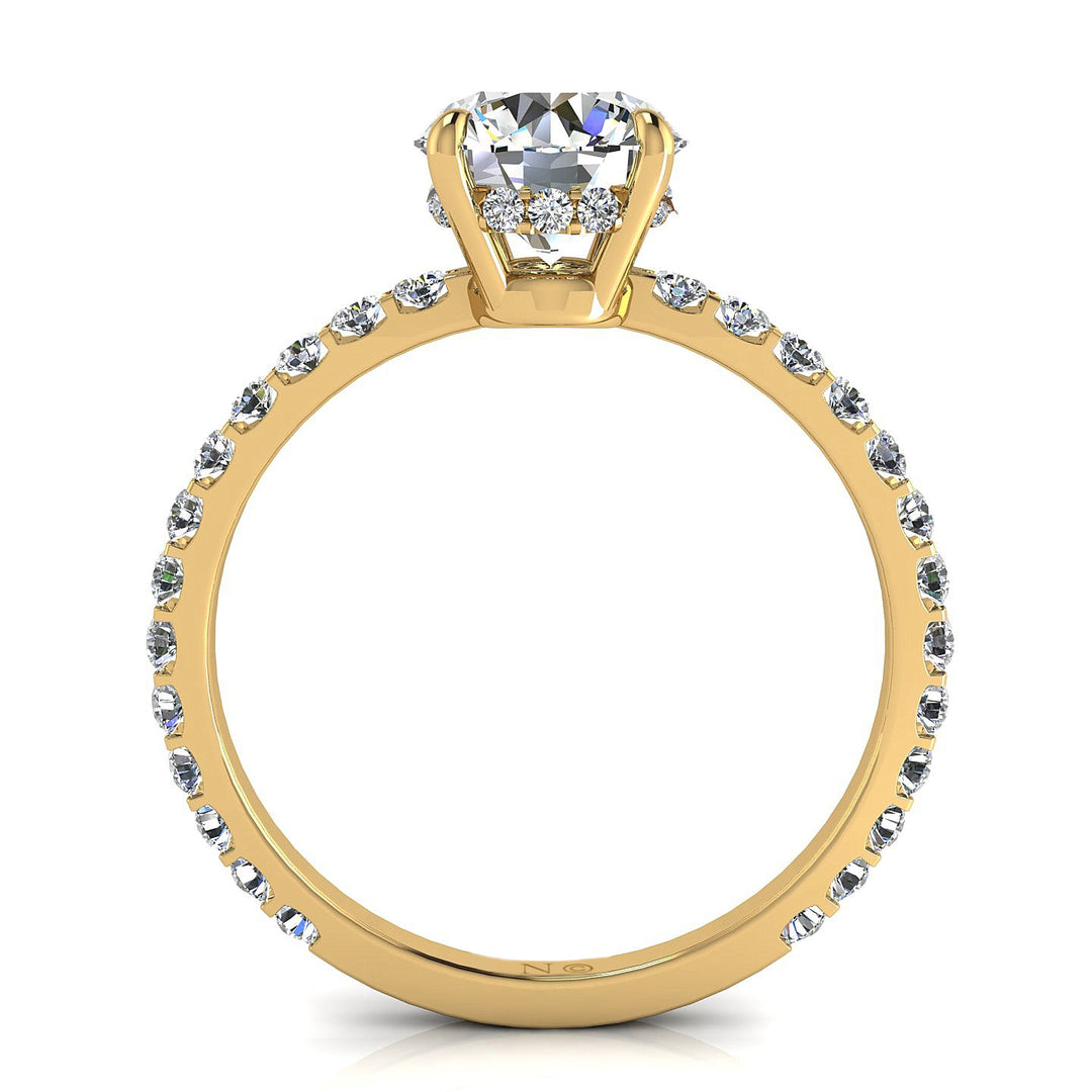 Bague Sofia solitaire diamant coussin et diamants ronds 1.25 carat or jaune