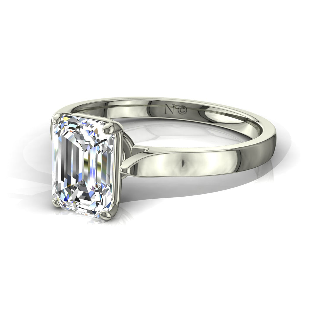 Solitaire Camilla bague diamant Émeraude 1.50 carat or blanc