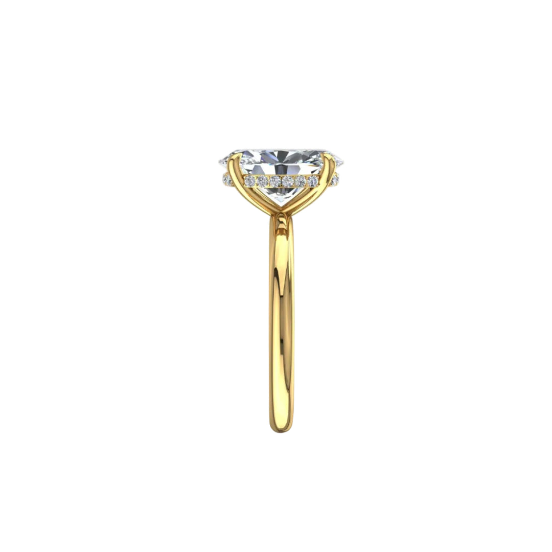 Bague de fiançailles 0.50 carat or jaune diamant naturel ovale et diamants naturels ronds Romy