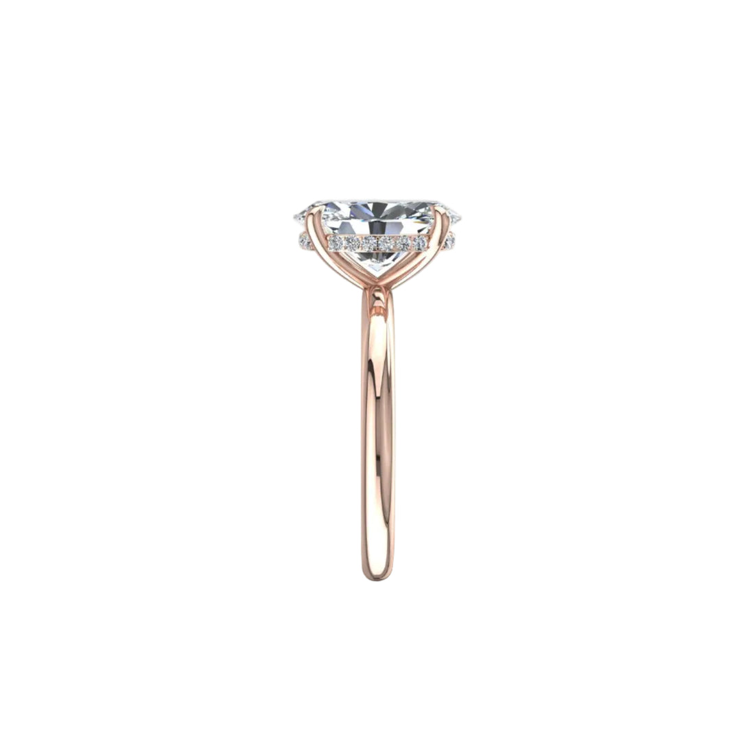Bague solitaire 1.00 carat or rose diamant naturel ovale et diamants naturels ronds Romy