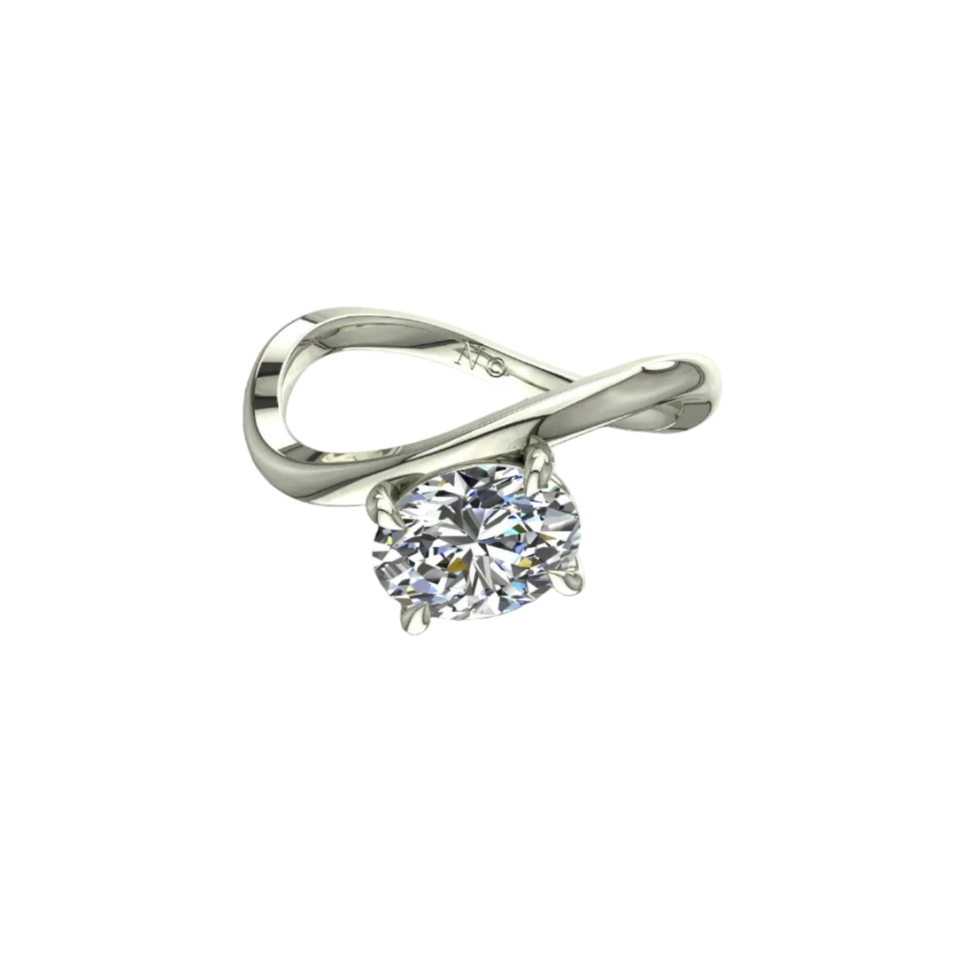 Solitaire diamant naturel ovale 1.00 carat or blanc Raffaella