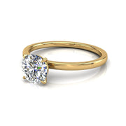 Bague de mariage diamant naturel rond 0.70 carat or jaune 14 carats Ely