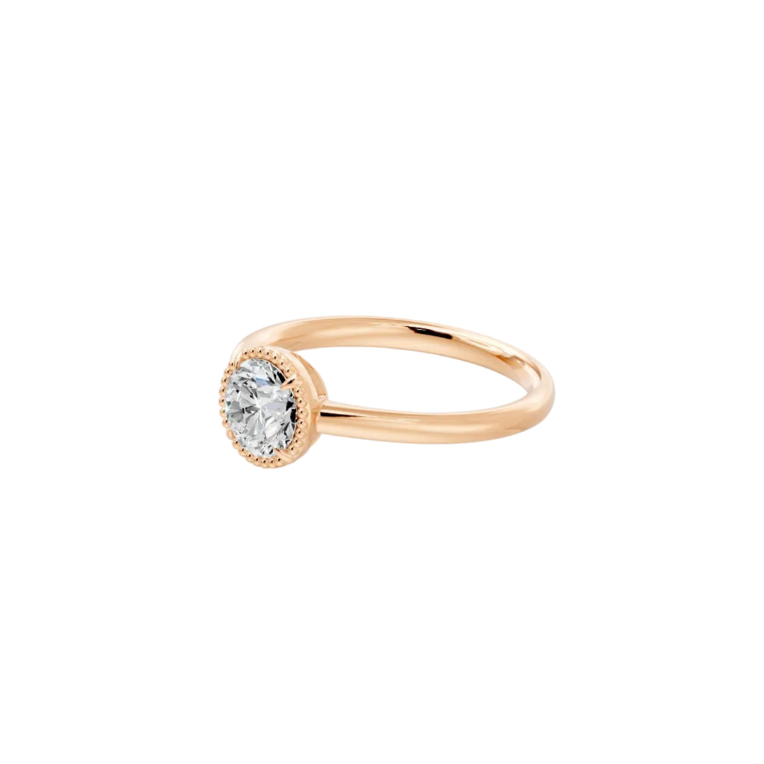 Bague de fiançailles 1.00 carat or rose 14 carats diamant naturel rond Nina
