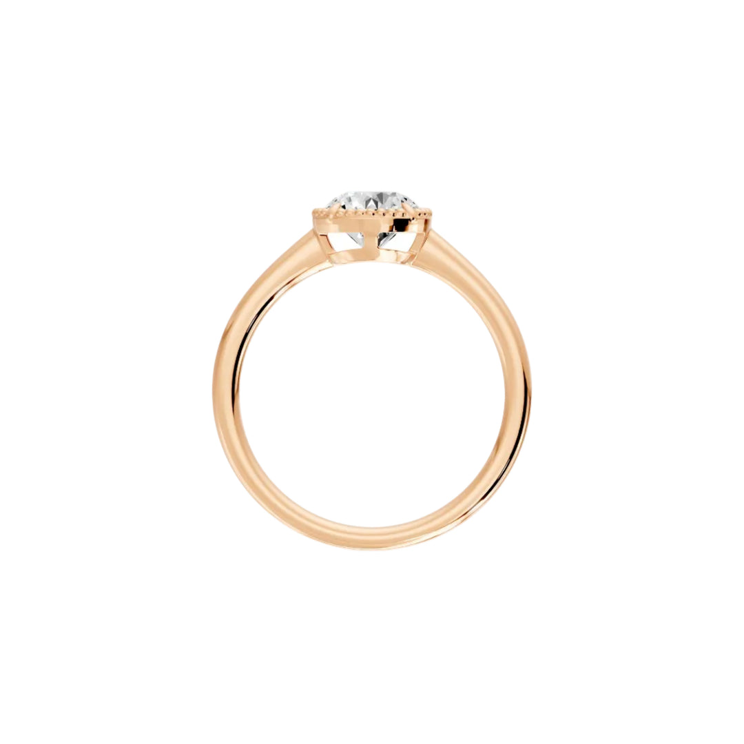 Bague Nina solitaire diamant naturel rond 1.00 carat or rose 14 carats