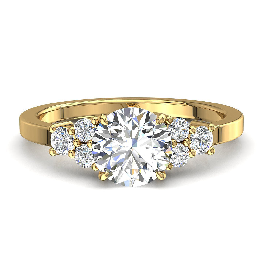 Solitaire bague diamant naturel rond 1.75 carat or jaune Valentina