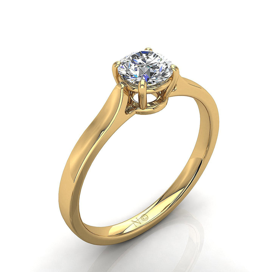 Bague de fiançailles 0.80 carat or jaune diamant naturel rond Camilla
