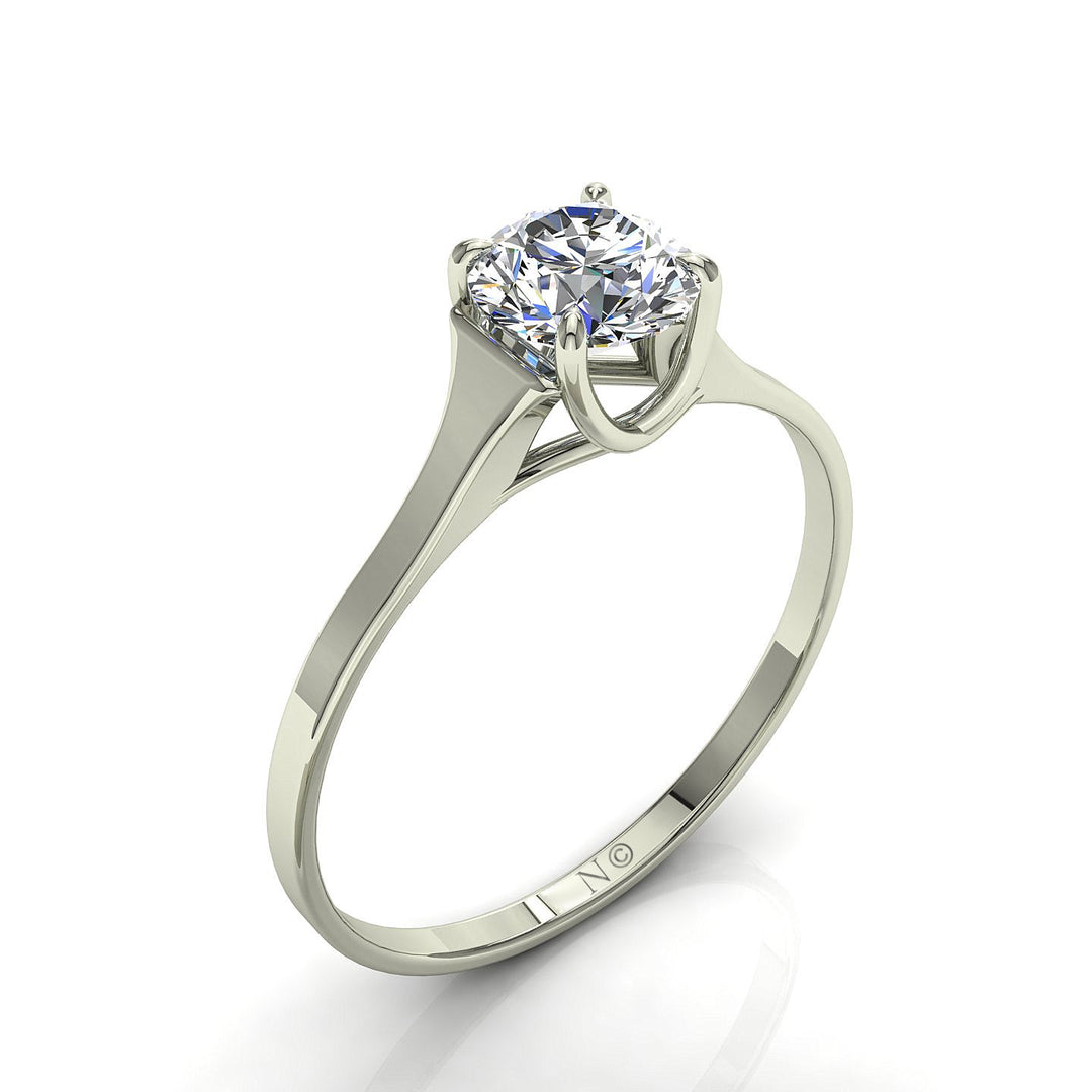 Bague solitaire 0.50 carat or blanc diamant naturel rond Carina