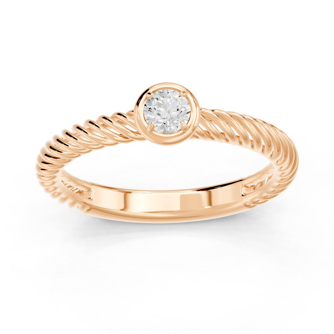 Bague solitaire 0.20 carat or rose diamant naturel rond Gaïa