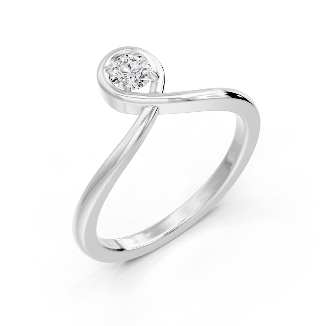 Solitaire Serena bague diamant naturel rond 0.30 carat or blanc