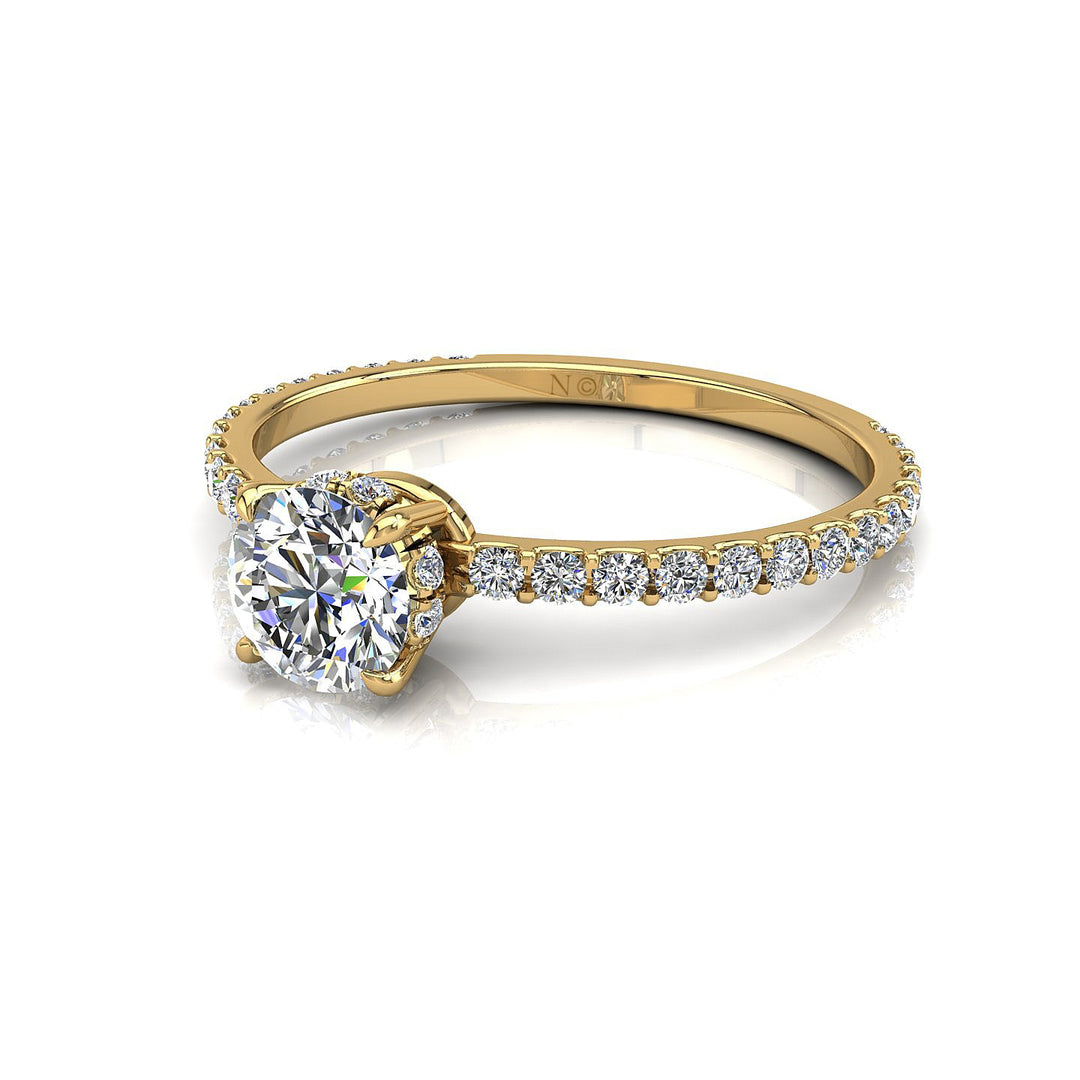 Bague Sofia solitaire diamant naturel rond 1.05 carat or jaune