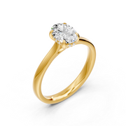 Bague de fiançailles diamant ovale et diamants ronds 1.05 carat or jaune Viviana
