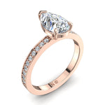 Load image into Gallery viewer, Bague Noémie solitaire diamant poire et diamants ronds 1.70 carat or rose
