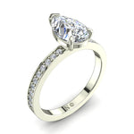 Load image into Gallery viewer, Solitaire diamant poire et diamants ronds 1.70 carat or blanc Noémie
