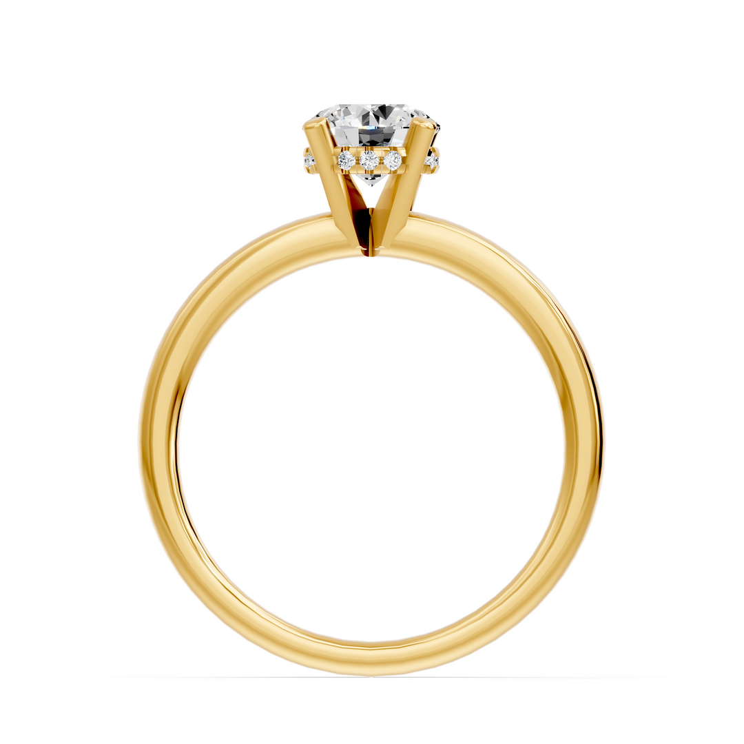Solitaire bague diamant rond 1.04 carat or jaune 14 carats Olimpia