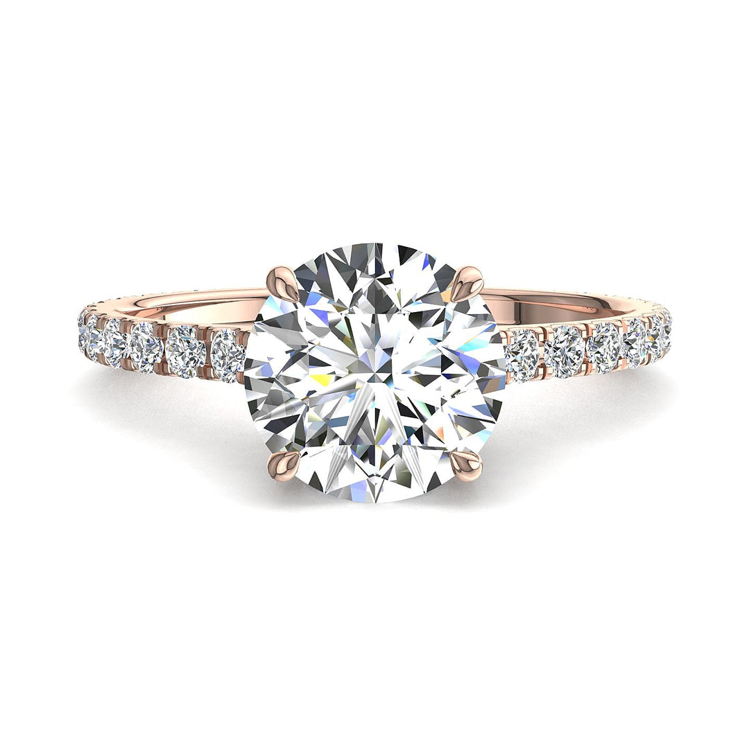 Bague solitaire 1.20 carat or rose diamant rond Giulia