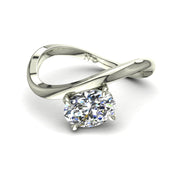 Bague solitaire 0.50 carat or blanc diamant synthétique ovale Raffaella