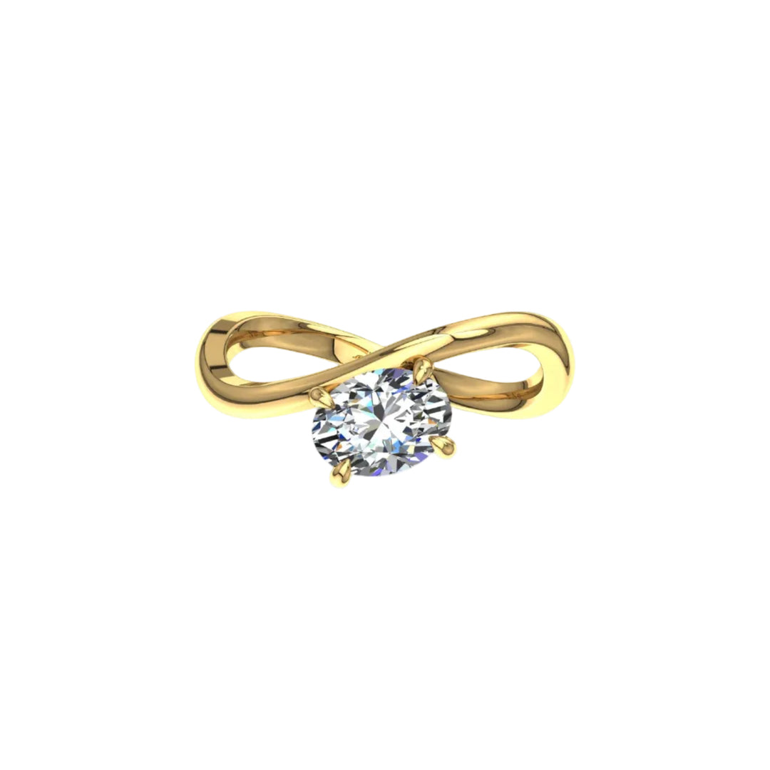 Solitaire Raffaella bague diamant synthétique ovale 1.00 carat or jaune