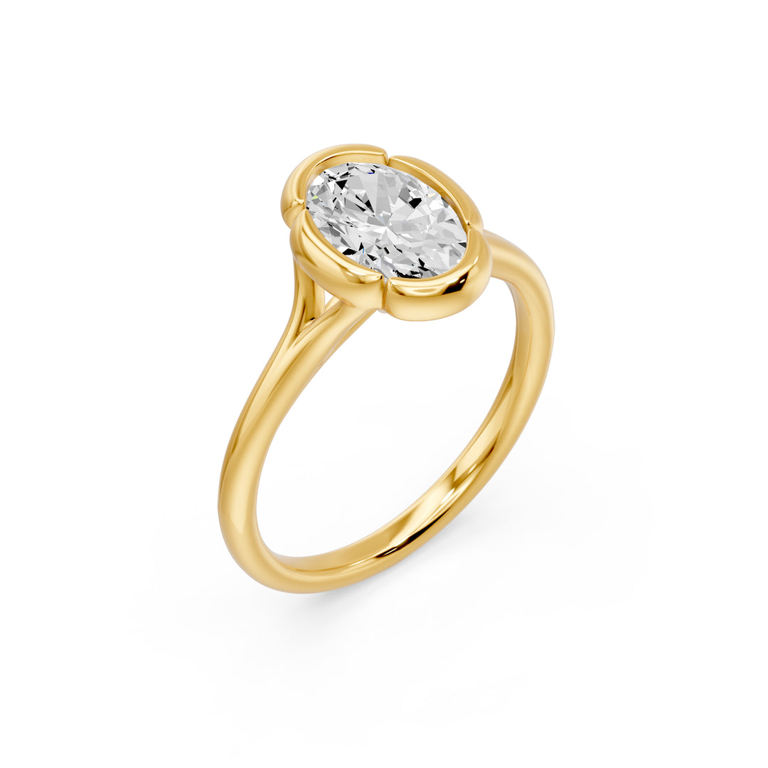 Bague Georgia diamant synthétique ovale 1.50 carat or jaune 14 carats