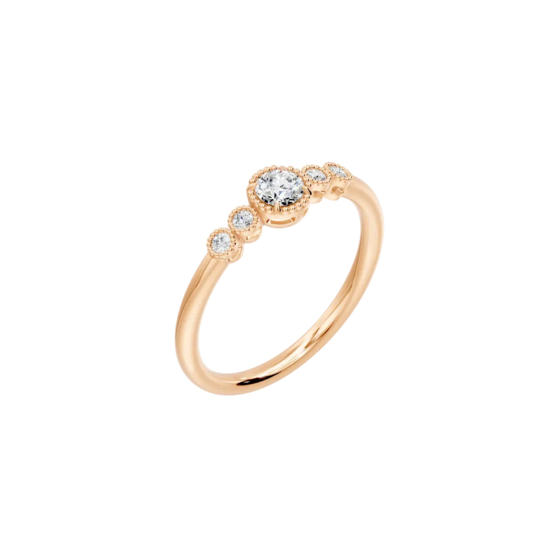 Solitaire bague diamant synthétique rond 0.25 carat or rose 14 carats Loretta