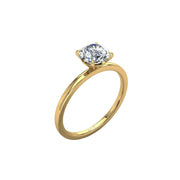 Solitaire Ely bague diamant synthétique rond 1.00 carat or jaune 14 carats