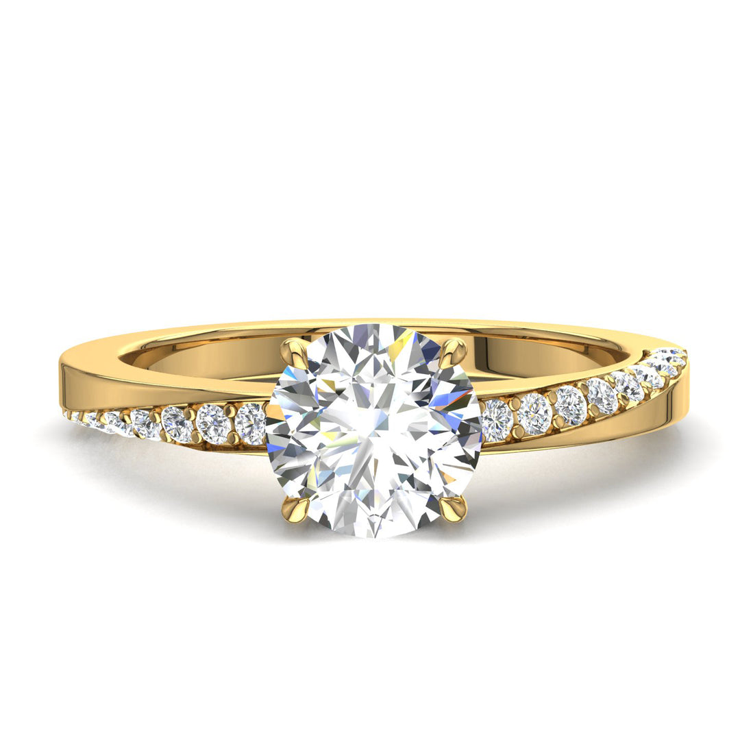 Solitaire bague diamant synthétique rond 0.75 carat or jaune Bianca