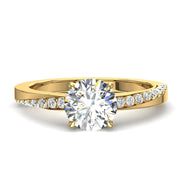 Solitaire bague diamant synthétique rond 0.75 carat or jaune Bianca