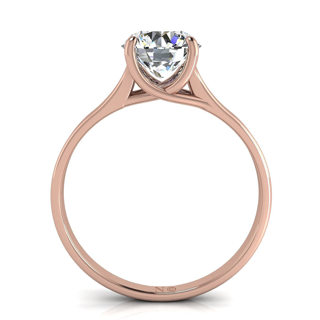 Solitaire diamant synthétique rond 1.00 carat or rose Carina
