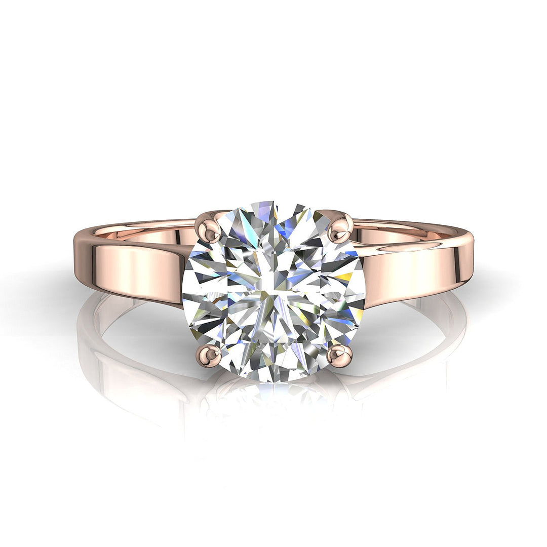 Solitaire diamant synthétique rond 1.00 carat or rose Carina