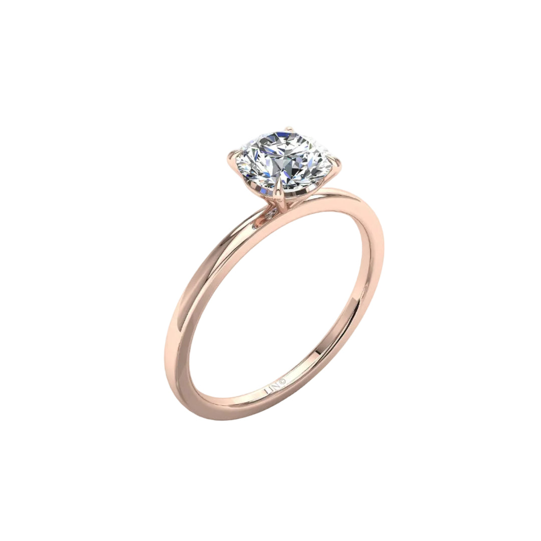 Solitaire bague diamant synthétique rond 0.70 carat or rose 14 carats Ely