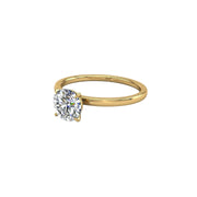 Bague de fiançailles diamant synthétique rond 1.00 carat or jaune 14 carats Ely