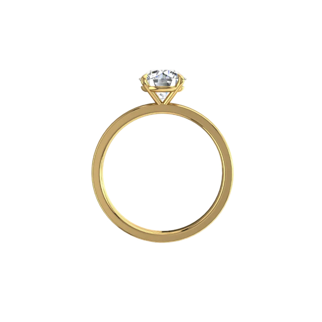 Bague solitaire 1.50 carat or jaune 14 carats diamant synthétique rond Ely