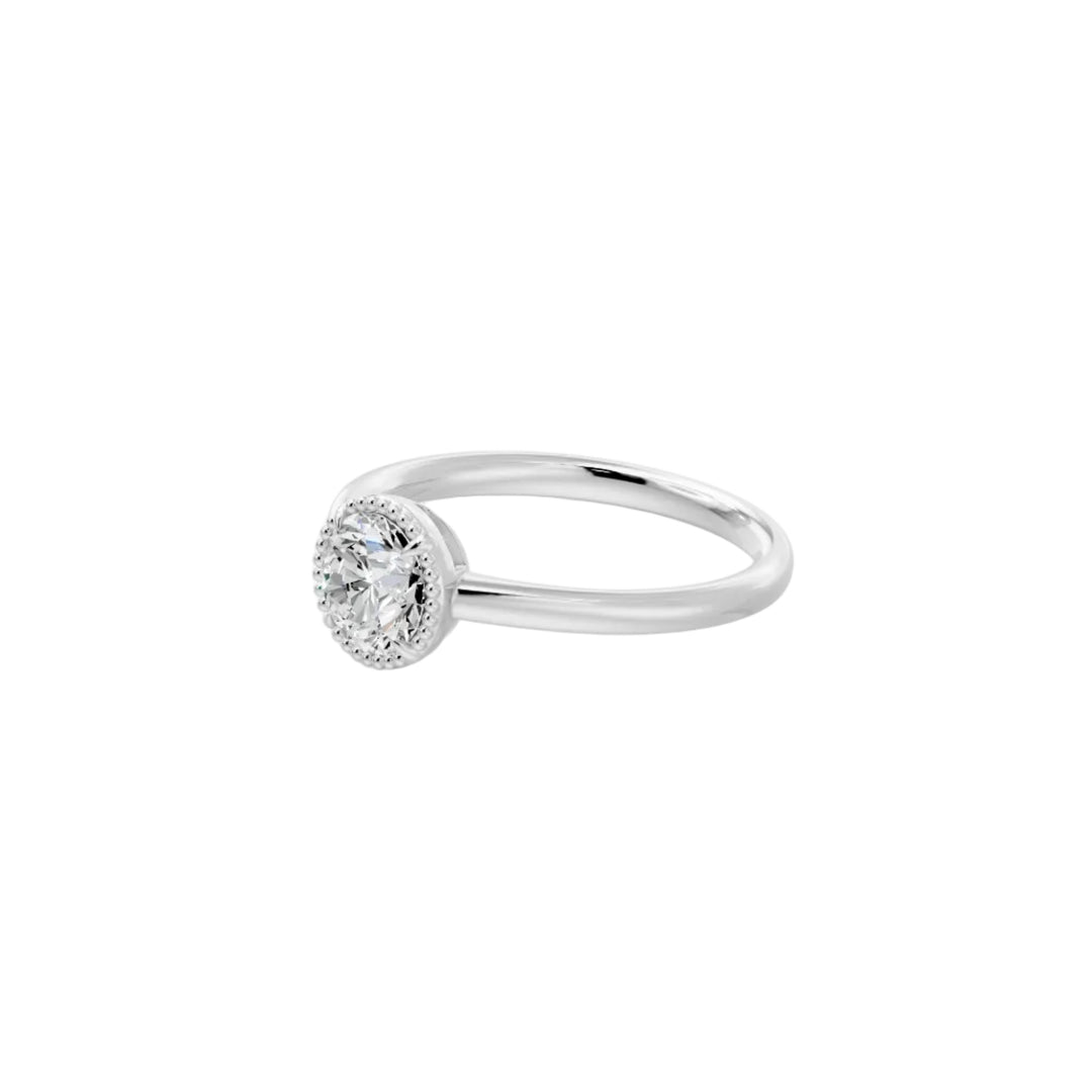 Bague Nina solitaire diamant synthétique rond 1.00 carat or blanc 14 carats