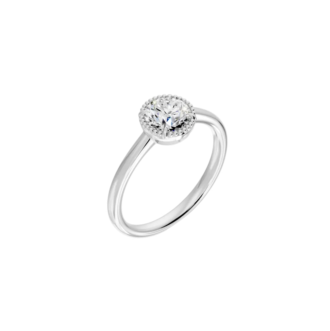 Solitaire diamant synthétique rond 1.00 carat or blanc 14 carats Nina