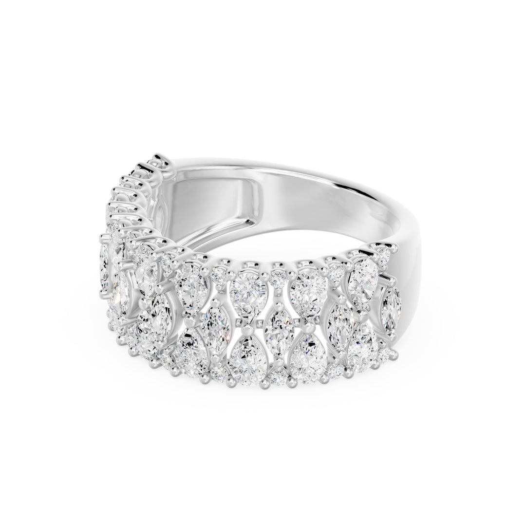 Solitaire Fabiolina bague diamants synthétiques poires et diamants synthétiques marquises et diamants synthétiques ronds 2.57 carats or blanc 14 carats