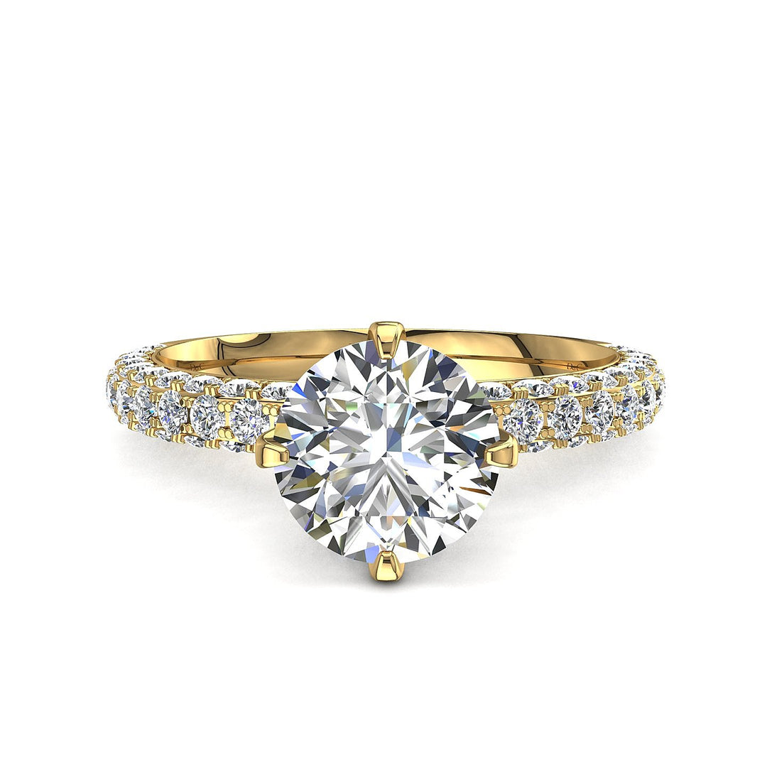 Solitaire bague diamant rond 2.00 carat or jaune Elisa