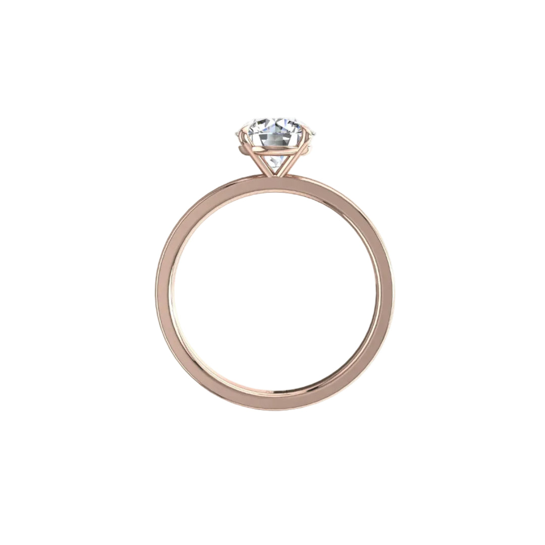 Solitaire Ely bague diamant naturel rond 1.50 carat or rose 14 carats