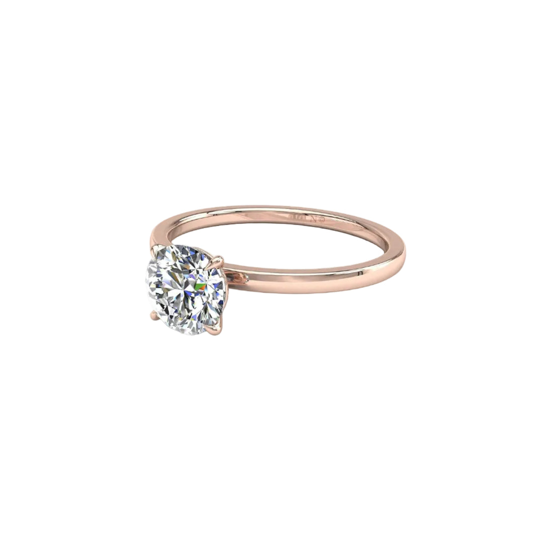 Bague Ely diamant synthétique rond 0.70 carat or rose 14 carats
