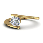 Load image into Gallery viewer, Bague de mariage diamant rond 0.60 carat or jaune Francesca
