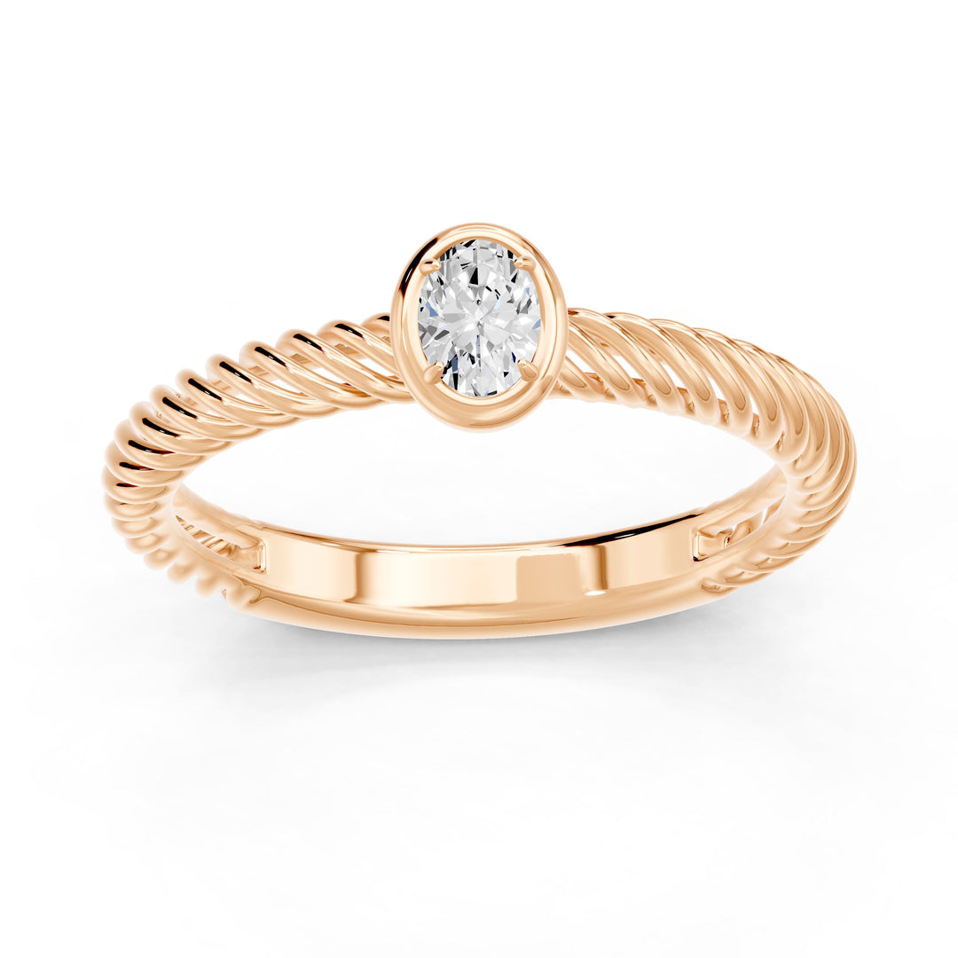 Bague de fiançailles diamant naturel ovale 0.20 carat or rose Octavia