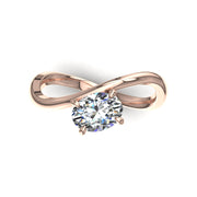 Bague de fiançailles diamant synthétique ovale 1.00 carat or rose Raffaella