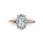 Charger l&#39;image dans la visionneuse de la galerie, Bague solitaire 0.90 carat or rose diamant ovale et diamants ronds Romy
