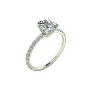 Bague de fiançailles diamant naturel coussin et diamants naturels ronds 0.50 carat or blanc Sofia