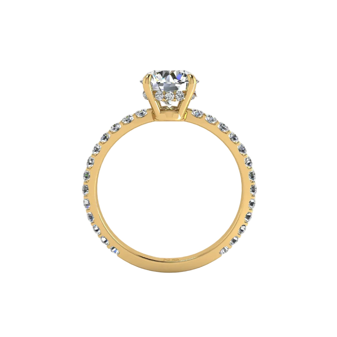 Bague diamant naturel coussin et diamants naturels ronds 1.00 carat or jaune Sofia