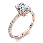 Load image into Gallery viewer, Bague de fiançailles diamant ovale et diamants ronds 1.05 carat or rose Sofia
